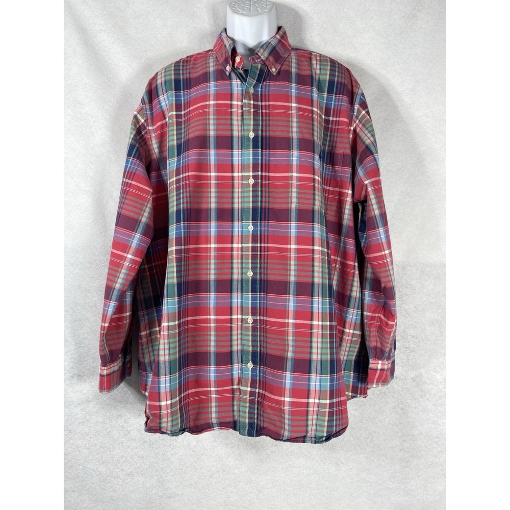 Polo Ralph Lauren Oxford Shirt Mens 2XB Pink Blue Button Down Plaid Preppy